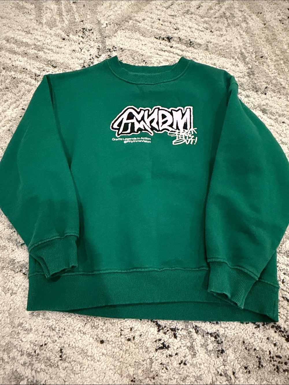 Zara Emerald Green Graphic Crewneck Sweatshirt